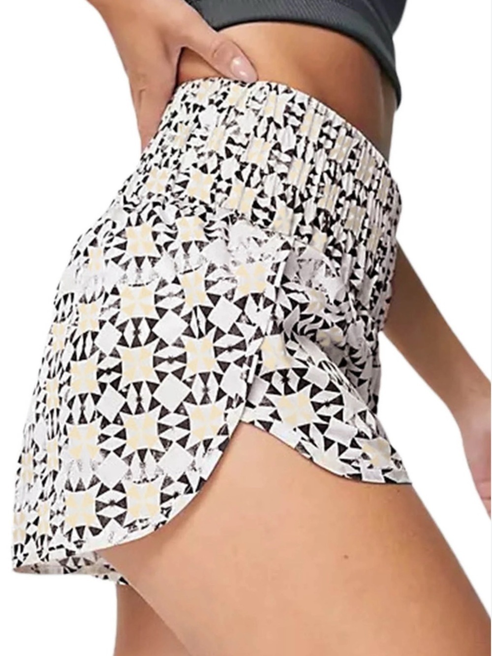 Free People Printed High-Rise Shorts — Black, White & Pale Pink